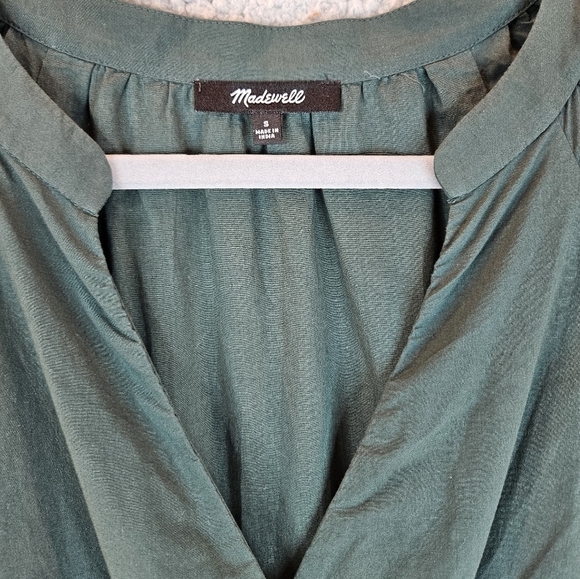 Madewell Womens Oaklynn Green All Cotton Long Sleeve Drawstring Dress Sz-S *READ - Picture 8 of 15